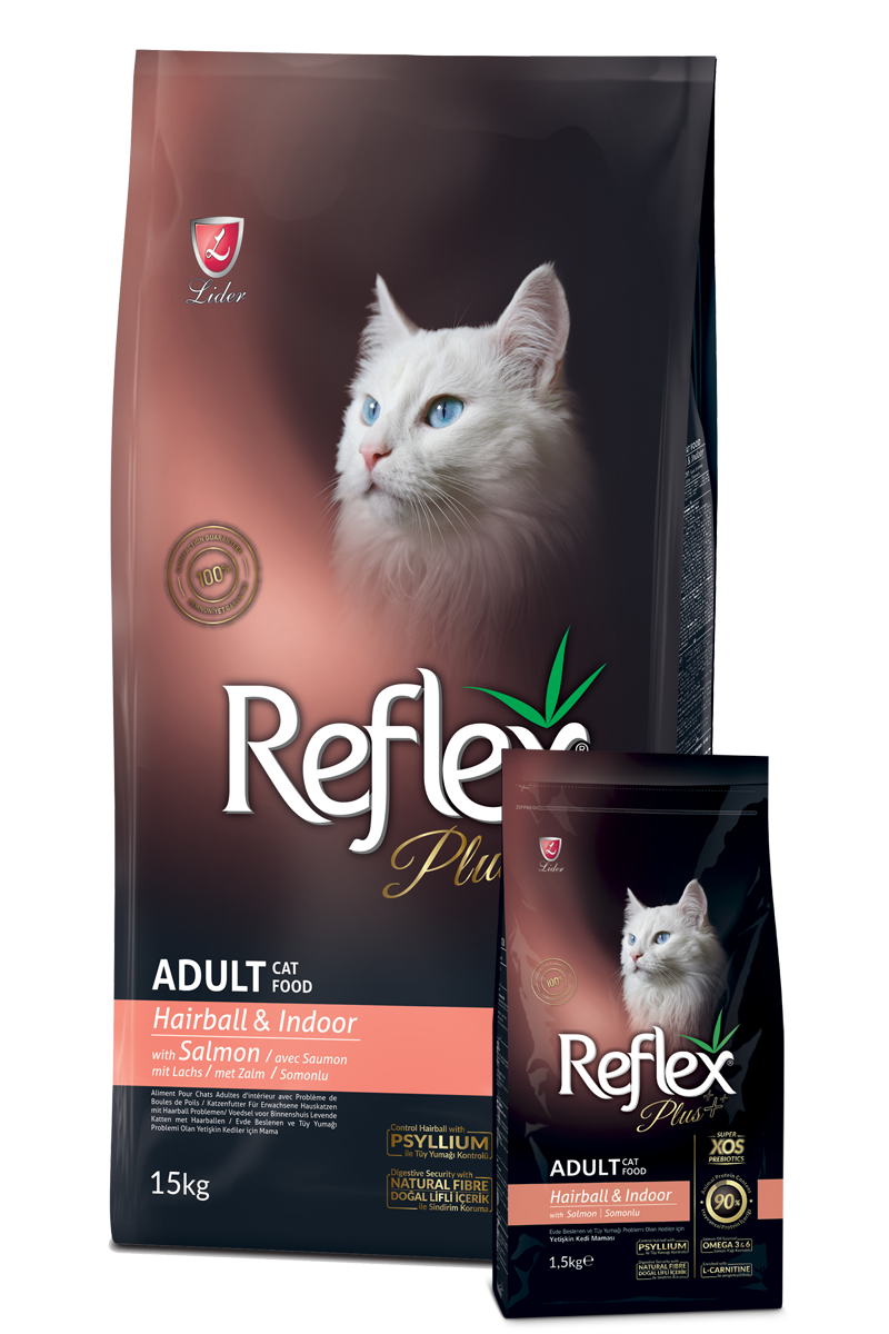  غذای خشک گربه خانگی گلوله مویی رفلکس پلاس REFLEX PLUS HAIRBALL & INDOOR 