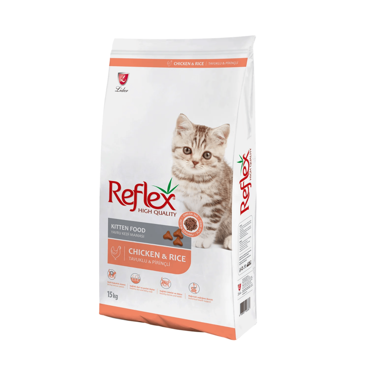 غذای خشک بچه گربه رفلکس با طعم مرغ و برنج 15 REFLEX KITTEN FOOD Chicken & Rice