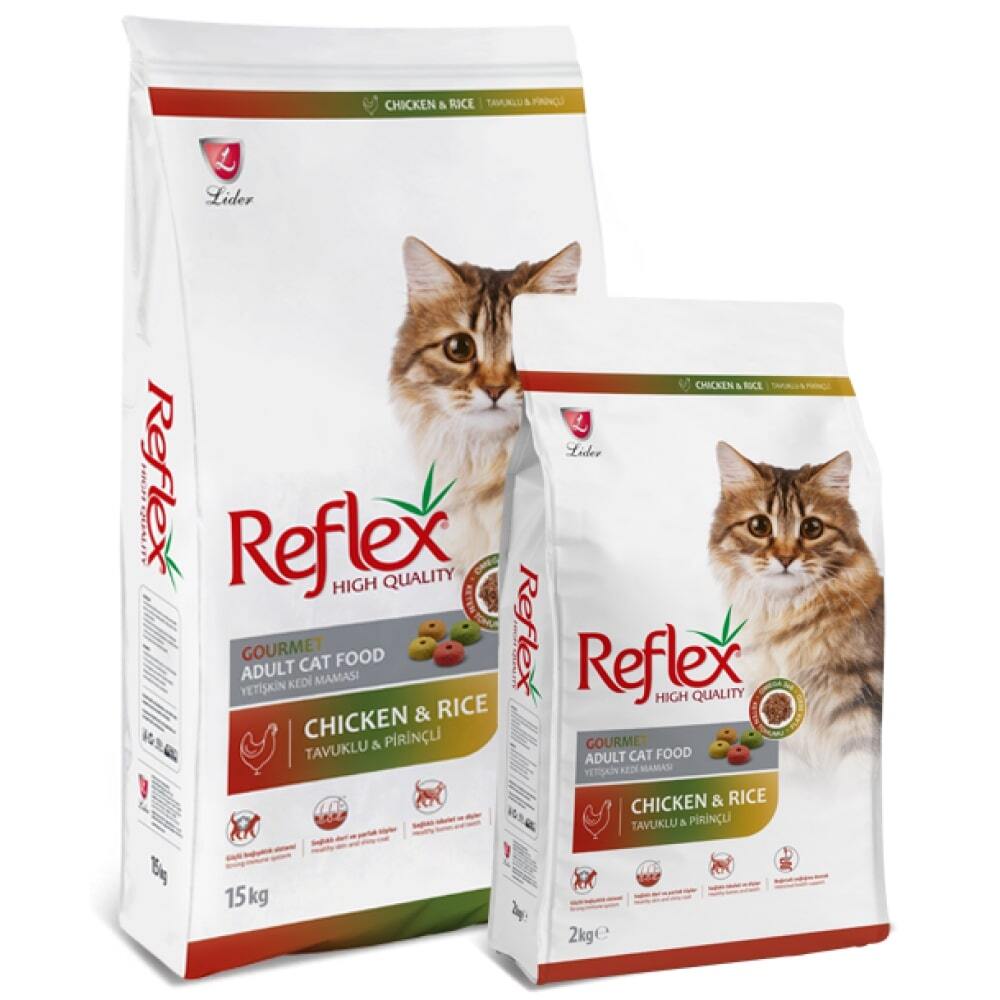  غذای خشک گربه بالغ رفلکس مولتی کالر با طعم مرغ و برنج - REFLEX Gourmet Adult Cat Chicken & Rice 