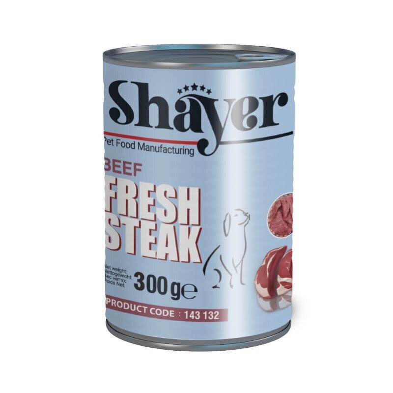  کنسرو غذای سگ شایر با طعم استیک گوشت Shayer BEEF FRESH STEAK 