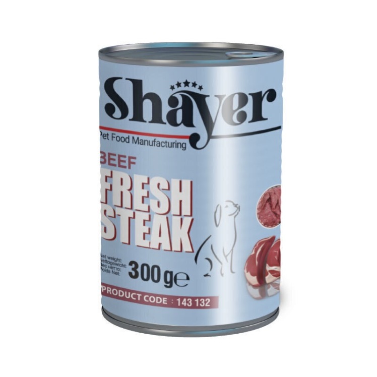 کنسرو غذای سگ شایر با طعم استیک گوشت Shayer BEEF FRESH STEAK