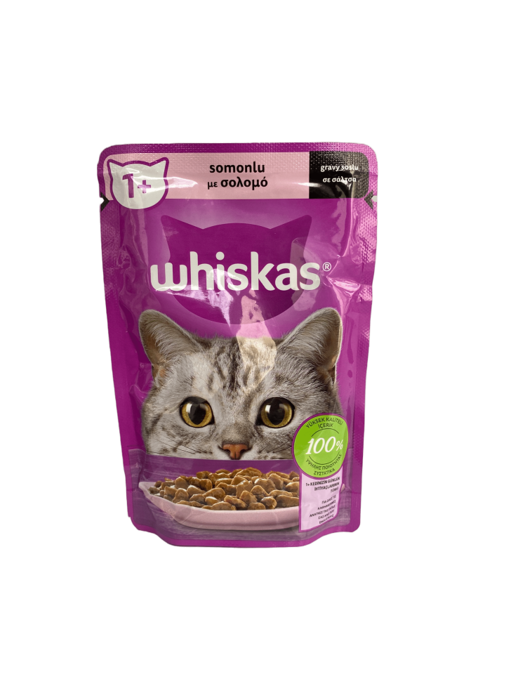 پوچ گربه ویسکاس طعم ماهی سالمون - Whiskas Pouch Salmon in Gravy