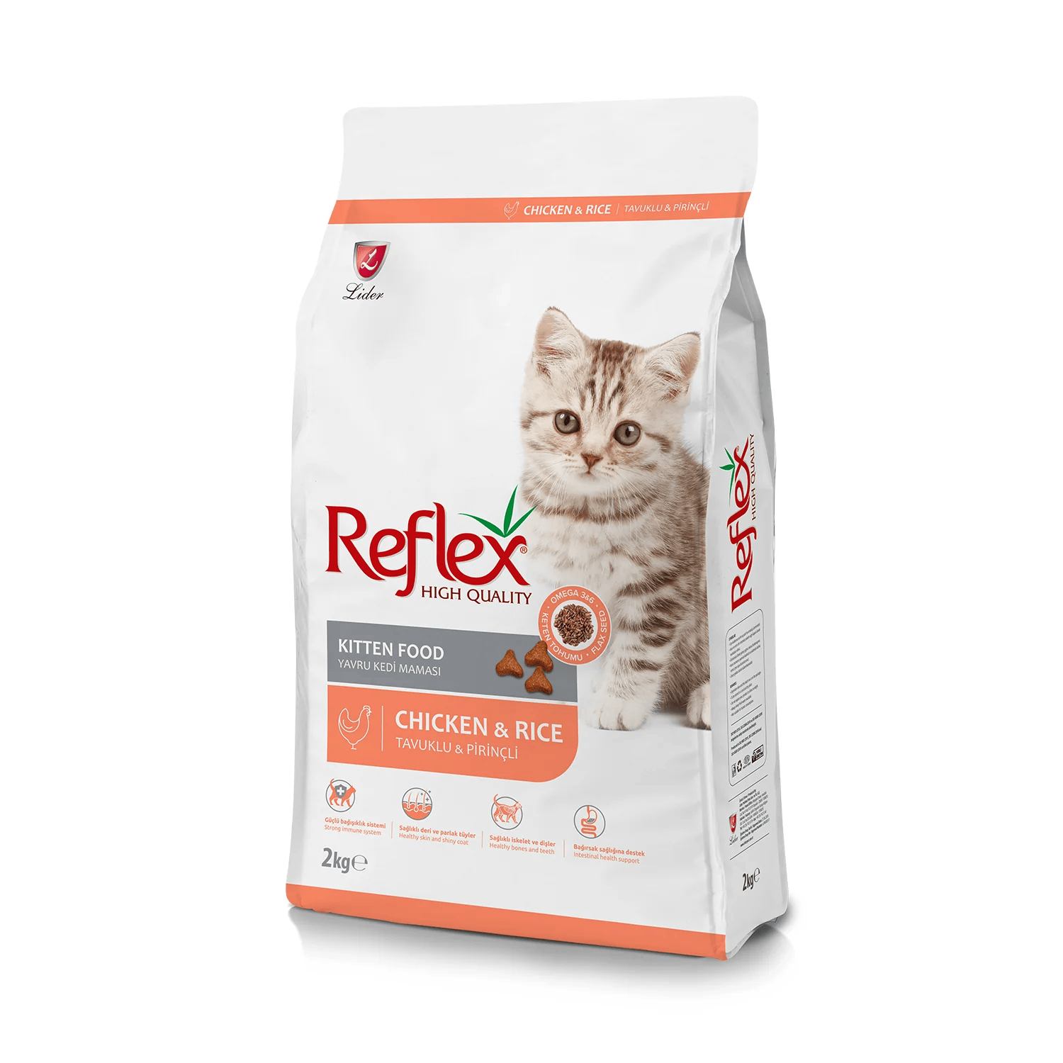  غذای خشک بچه گربه رفلکس با طعم مرغ و برنج - REFLEX KITTEN FOOD Chicken & Rice - وزن 2 کیلوگرم 