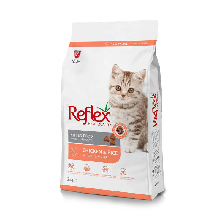 غذای خشک بچه گربه رفلکس با طعم مرغ و برنج - REFLEX KITTEN FOOD Chicken & Rice - وزن 2 کیلوگرم