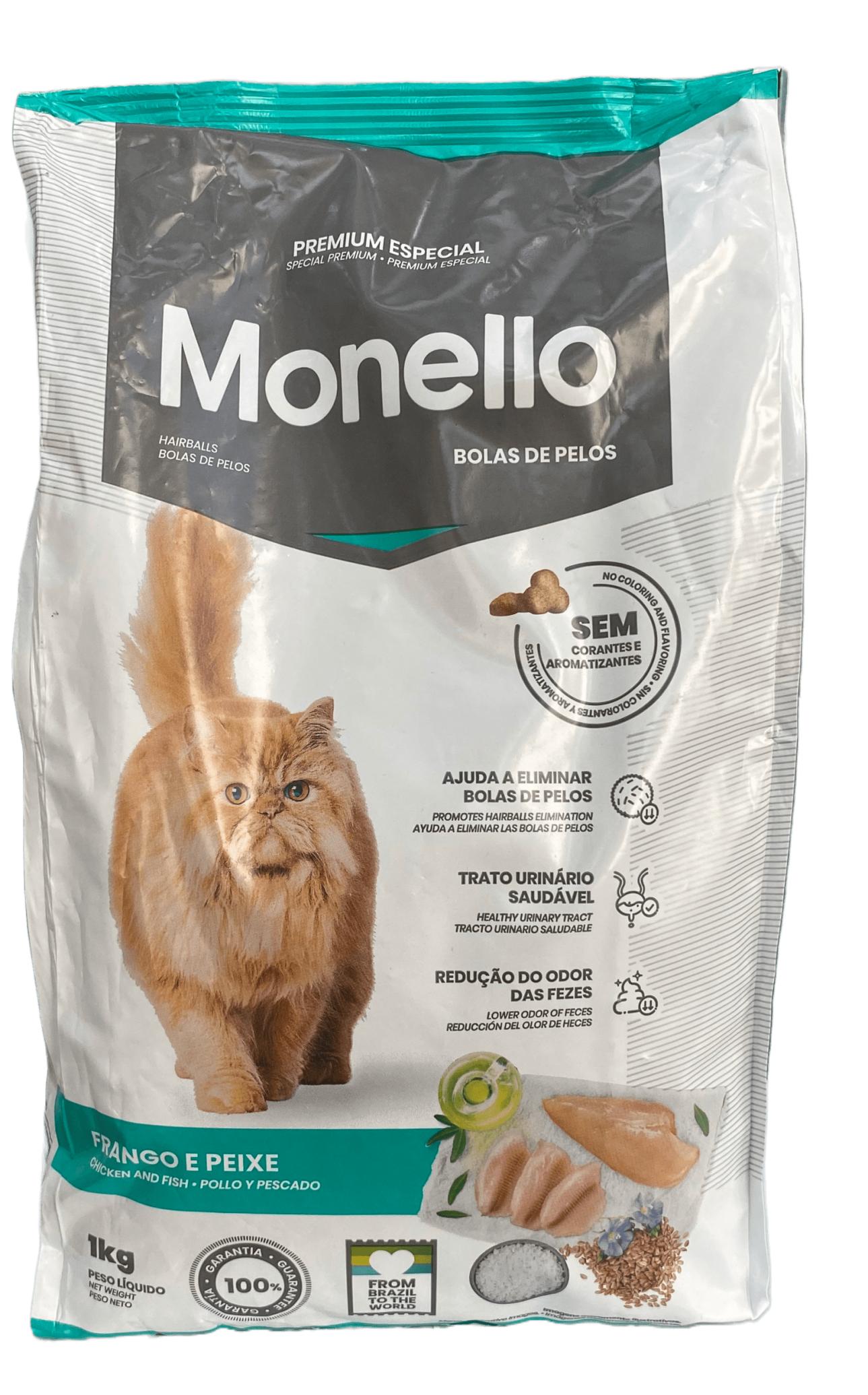  غذای خشک گربه بالغ مونلو مرغ و ماهی MONELLO Hairball FRANGO E PEIXE 