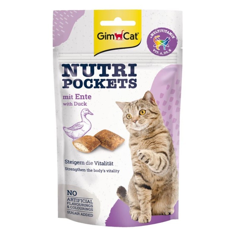  تشویقی گربه جیم کت با طعم اردک GIMCAT NUTRI POCKETS Duck 