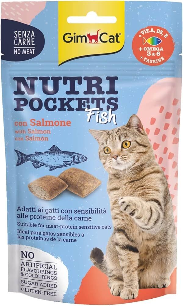 تشویقی گربه جیم کت ماهی سالمون GIMCAT NUTRI POCKETS with Salmon